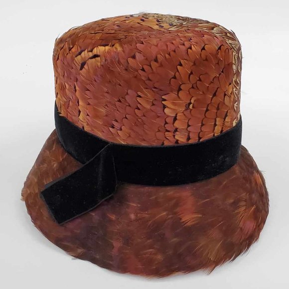 Vintage Henry Pollak MELOSOIE Wool Pheasant Cloche Bucket Gatspy Women's Hat - Picture 2 of 8